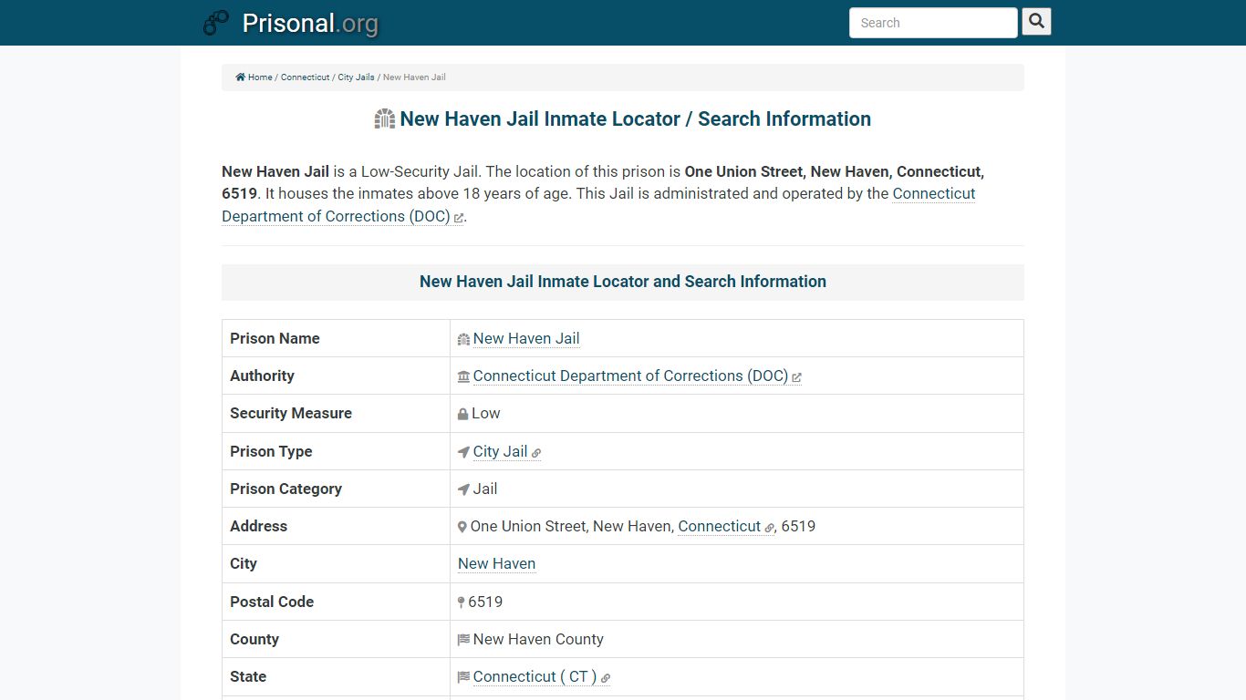 New Haven Jail-Inmate Locator/Search Info, Phone, Fax ...